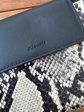 All Saints Silver Suede snake skin wallet